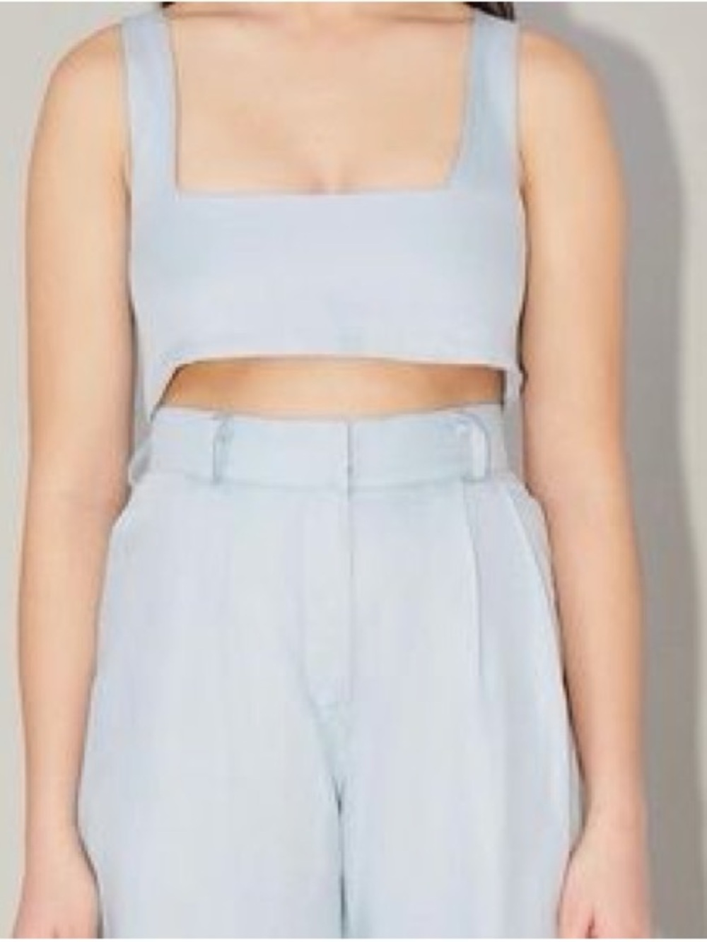 Uncle Studios white linen blend crop top